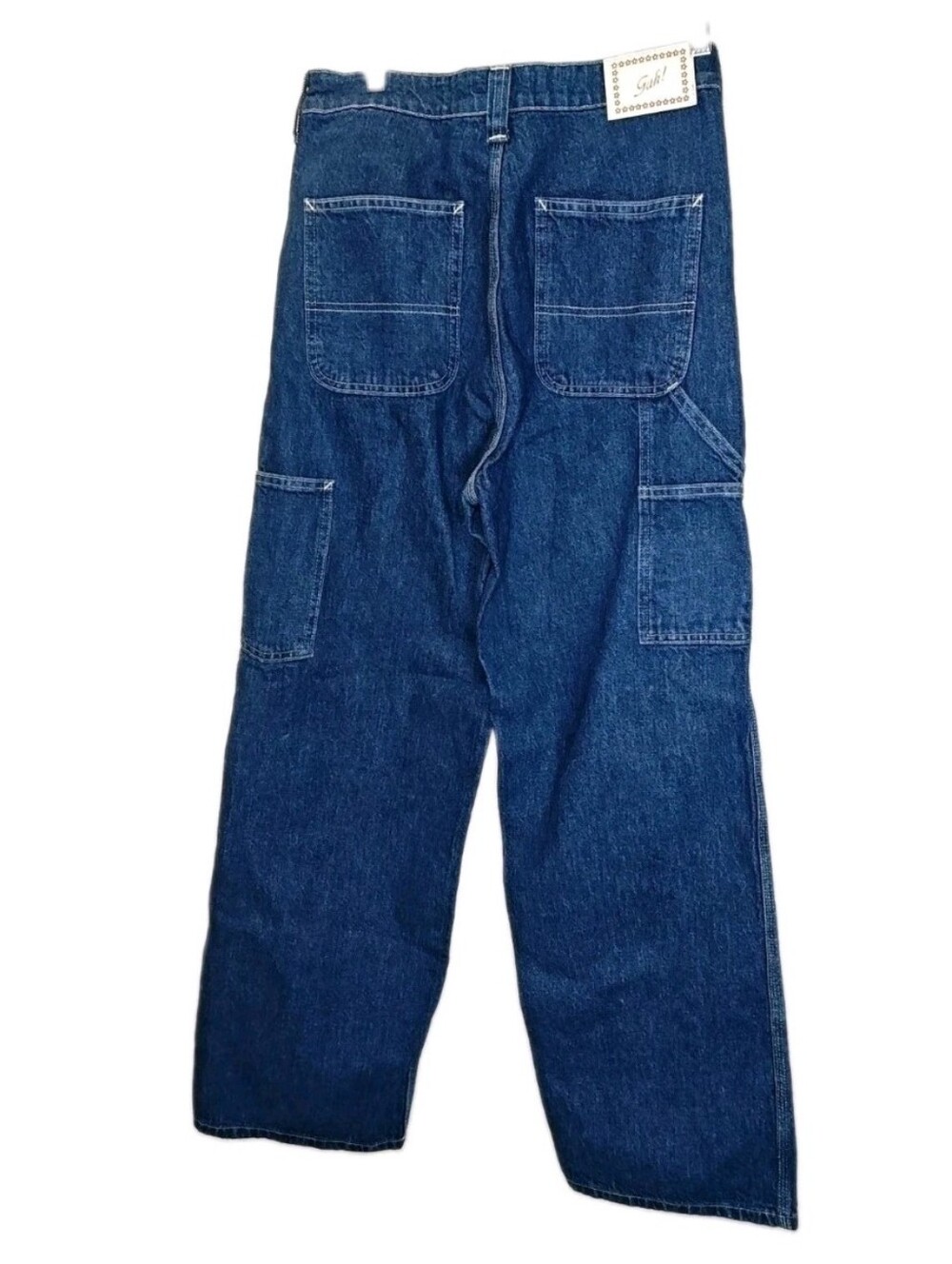 Lisa Says Gah Woman 8 Wide Leg Jeans Indigo Stone Washed Rigid Denim 30/30" Nwt - Picture 6 of 11